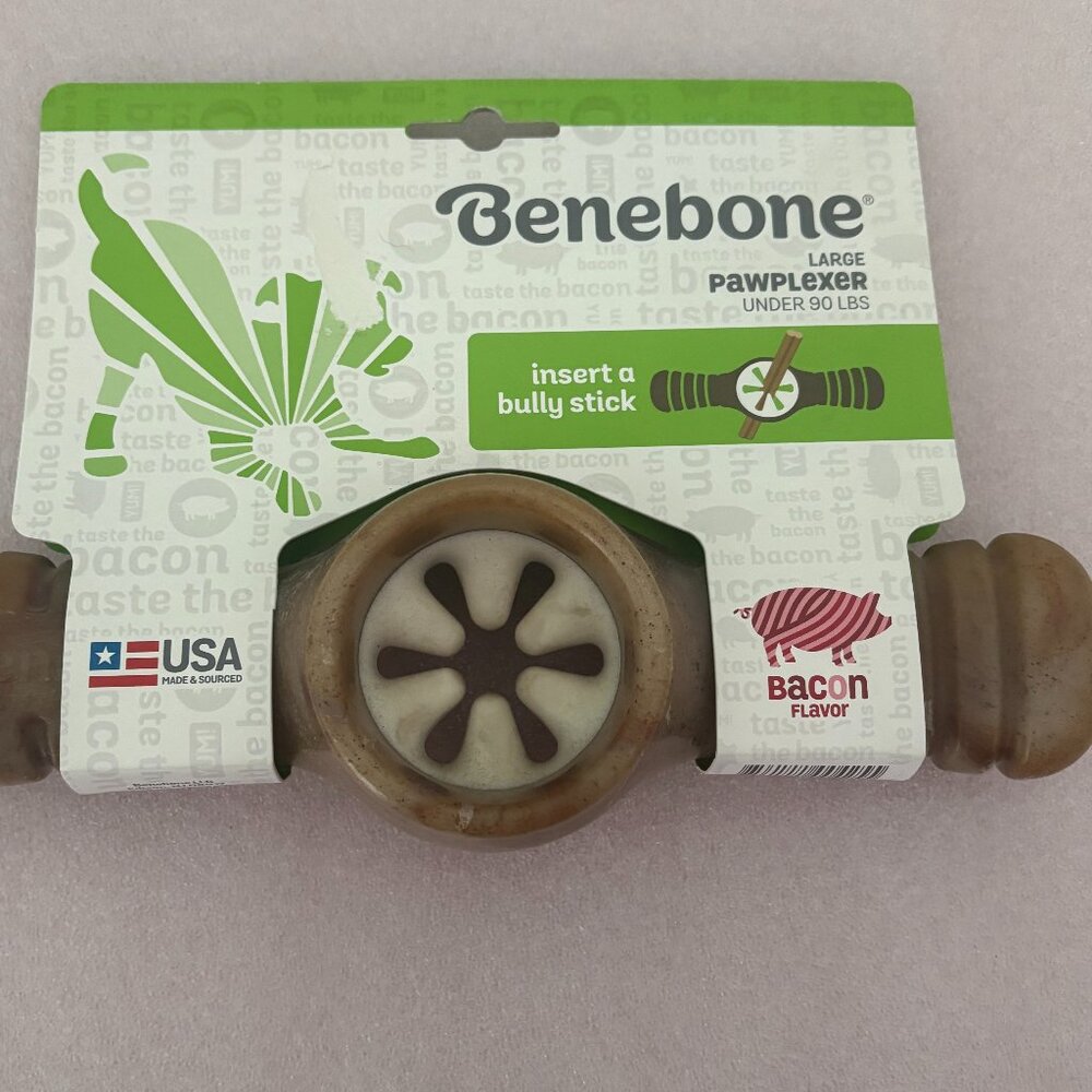 Benebone PAWPLEXER Dog Chew Toy Nylon Bacon For Dogs UNDER 90 lbs NEW